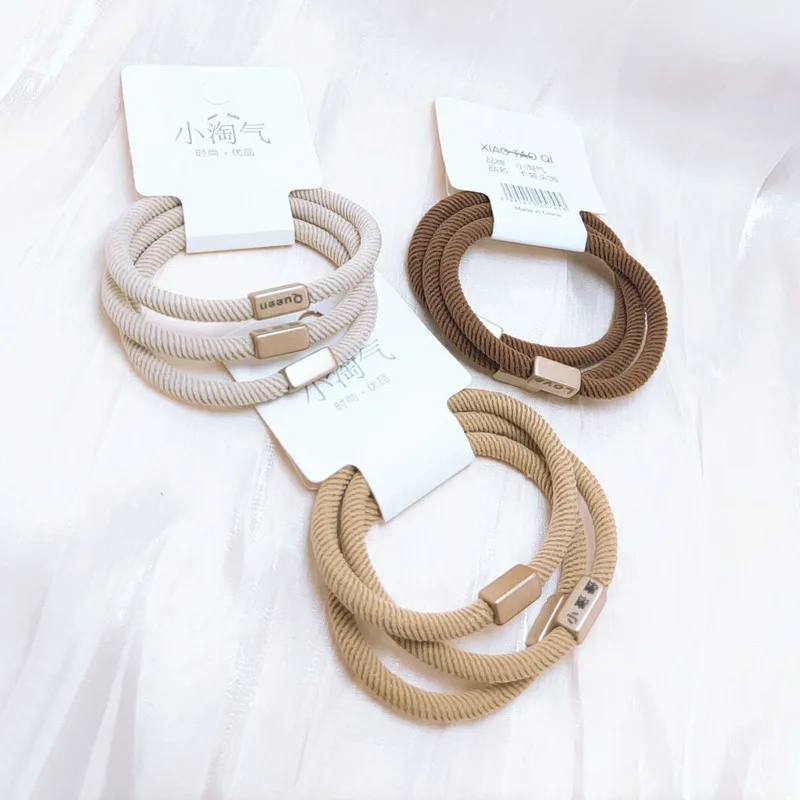 Japanese Korean style simple senior hairstyle scrunches elastic hair ties thick