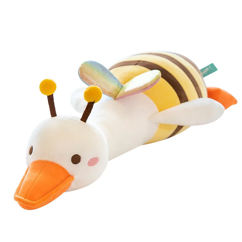 Big white goose plush toy creative bee goose doll long sleep pillow wholesale