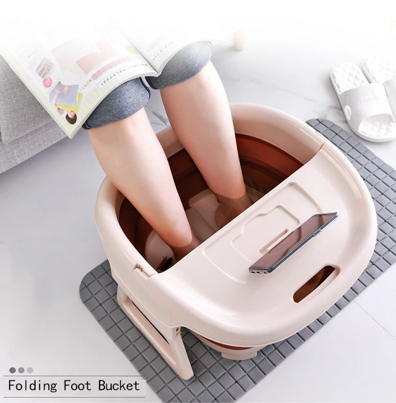 
Foldable Footbath Plain Foaming Massage Bucket Foot Soaking Bucket Household Plastic Sauna Bathtub Pedicure Bath Water Bucket 