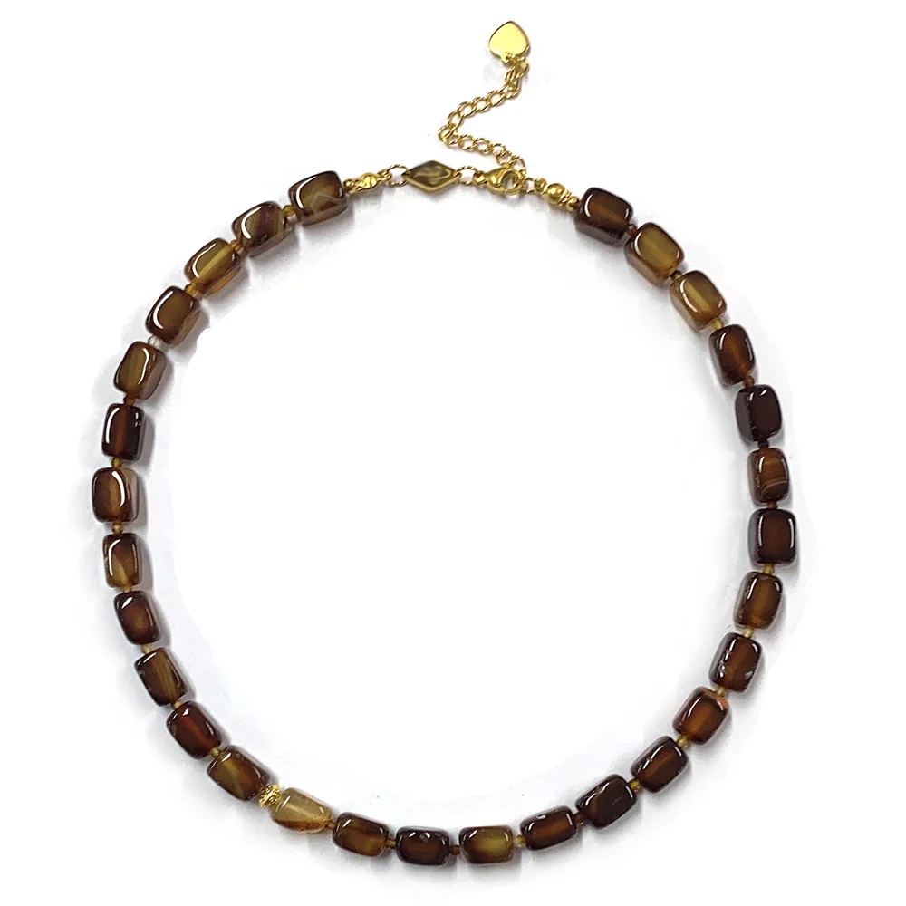New Natural Stone Handmade Beaded Necklace Fashion Diy Natural Stone Custom Necklace