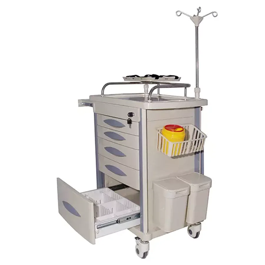Medical Nursing Trolley Hospital ABS Crash Cart Emergency Anesthesia Medicine Trolleys