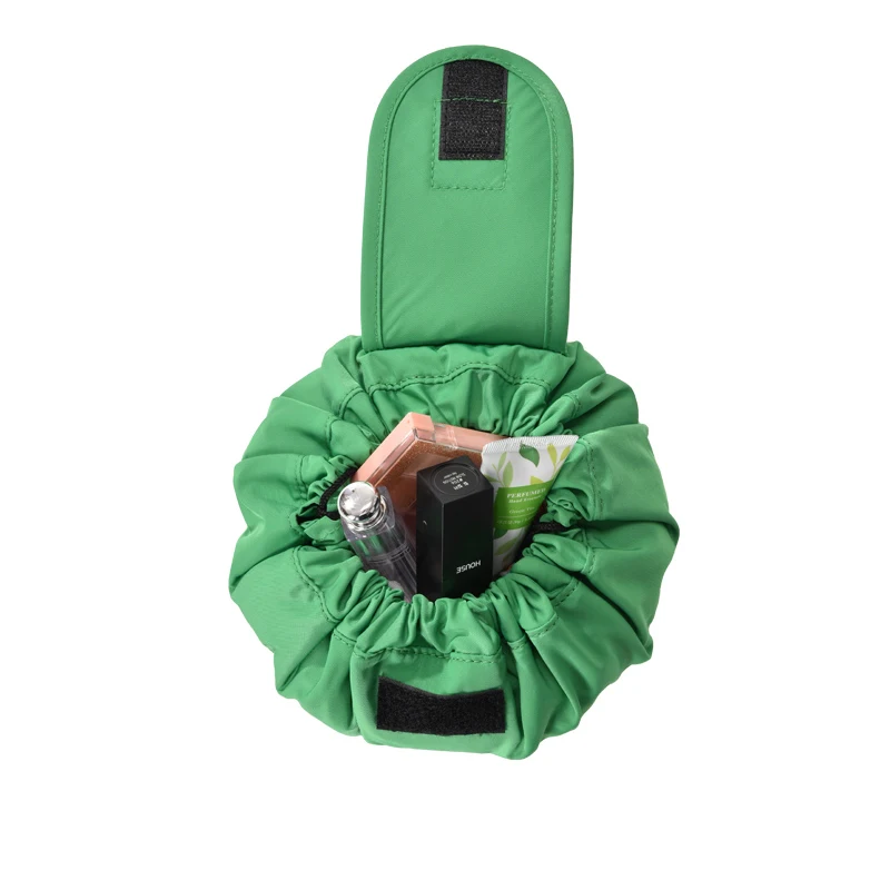 Private label travel large capacity recycled beauty nylon drawstring cosmetic bag makeup bag