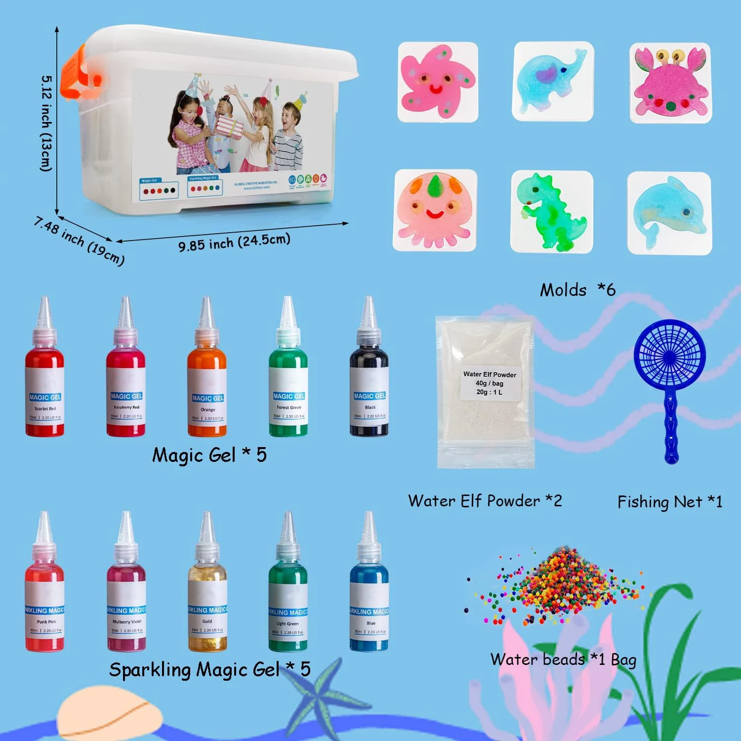Magic Water Elf Toy Kit with Beads Dinosaur Eggs 3D Handmade Aqua Fairy Set for Kids