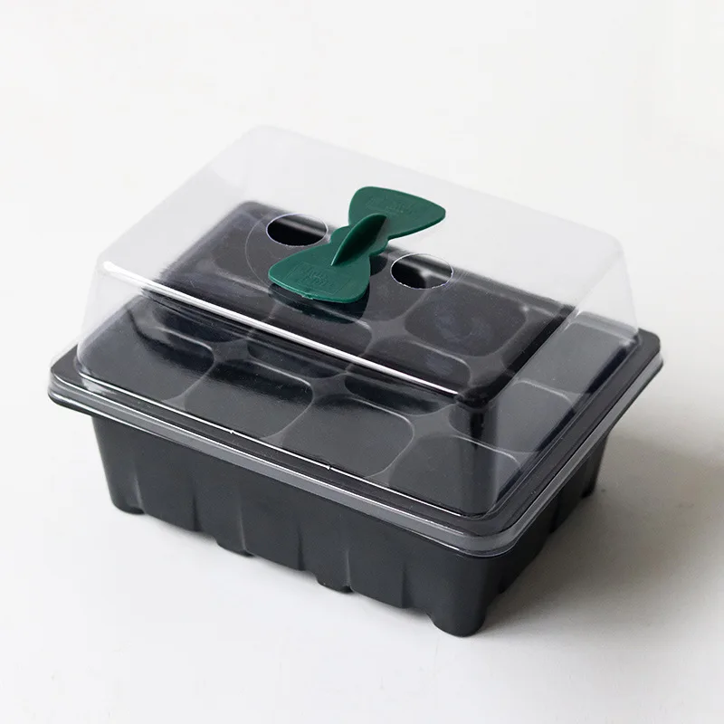 Garden Plant nursery carry tray Grow Box With pots Lid seeding germination tray shelf no drain black seed trays