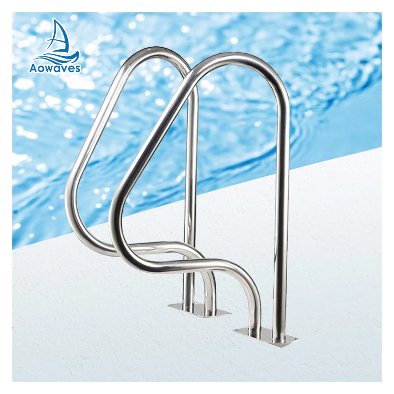 High Quality Stainless Steel Step Pool Ladder Silver Safety Pool Steps With Handrail Swimming Pool Safety Floor Handrail
