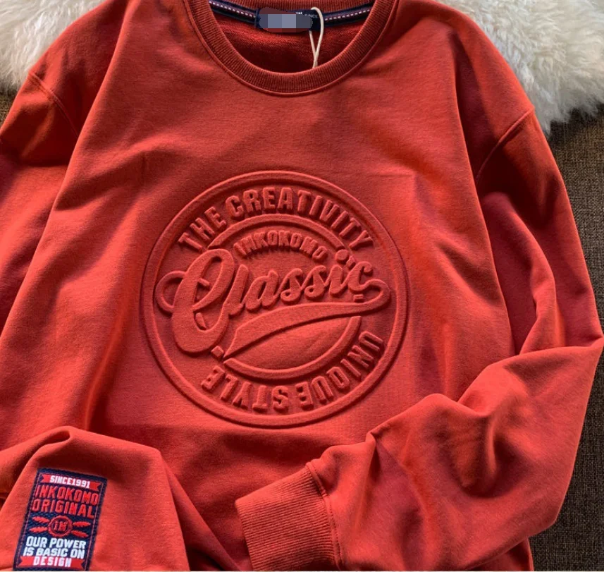 OEM sweatshirt 3D embossed hoodie crewneck 3D embossing hoodie wholesale Custom casual campus clothing customized logo