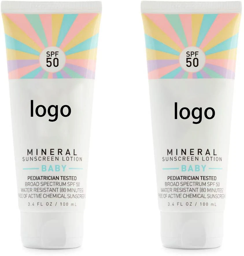 Собственная торговая марка OEM SPF 50 солнцезащитный лосьон минерал UVA/UVB защита лица и тела для ребенка