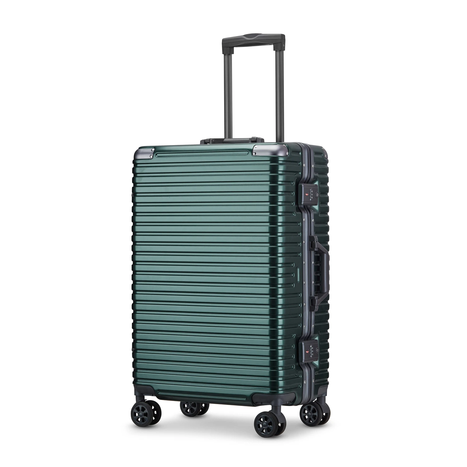 Custom Luxury Travel Trolley Carry on Suitcase Luggage Aluminium Frame with ABS PC Hardshell and Wheels Manufactured Cover