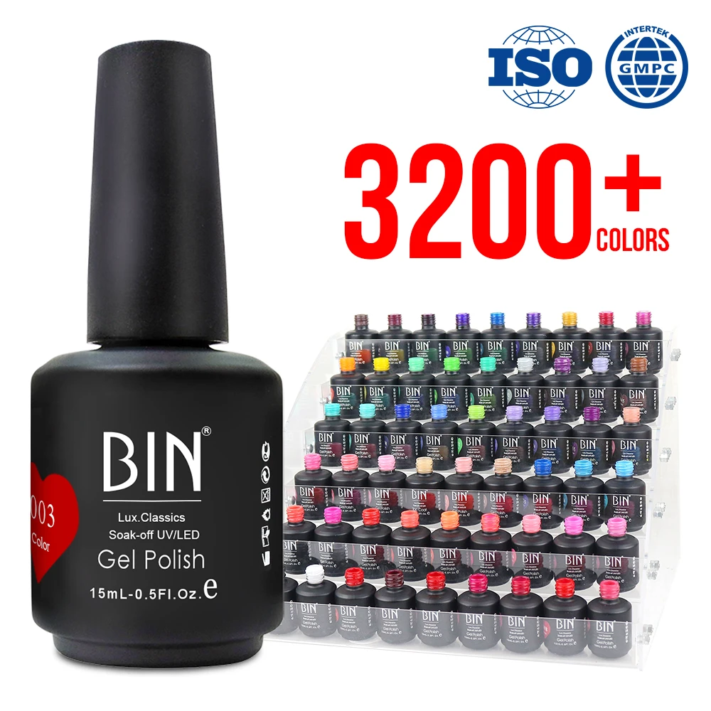 BIN Factory Hema Free UV Gel Nail Polish Customizable LOGO Eco-Friendly Factory Wholesale Gel Nail Polish Long Lasting