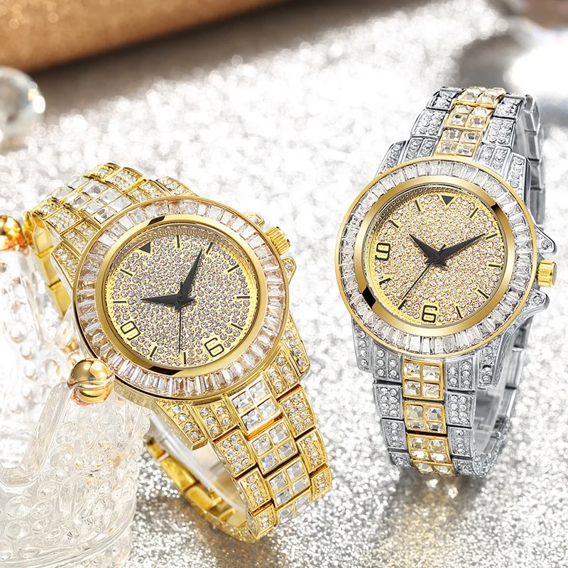 Adelante Wholesale AB220021 Japan Movement Waterproof Iced Out Diamond Quartz Wristwatch Watch for Men Women