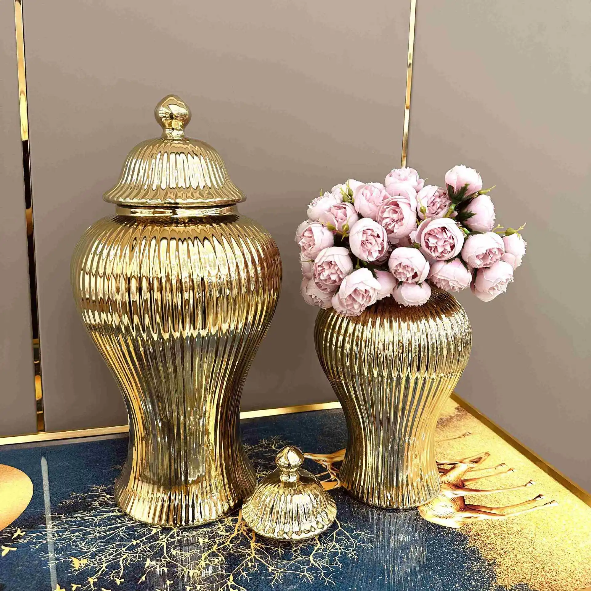 luxury electroplating ginger jar European style vase home decoration storage jar