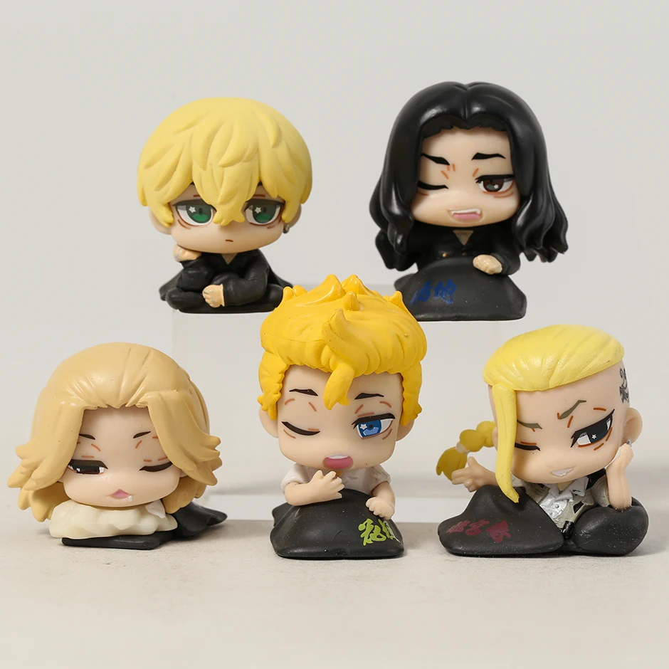 5pcs/set q version anime Tokyo Revengers Sleeping Mikey Draken Action Figure pvc Model Toy ornaments