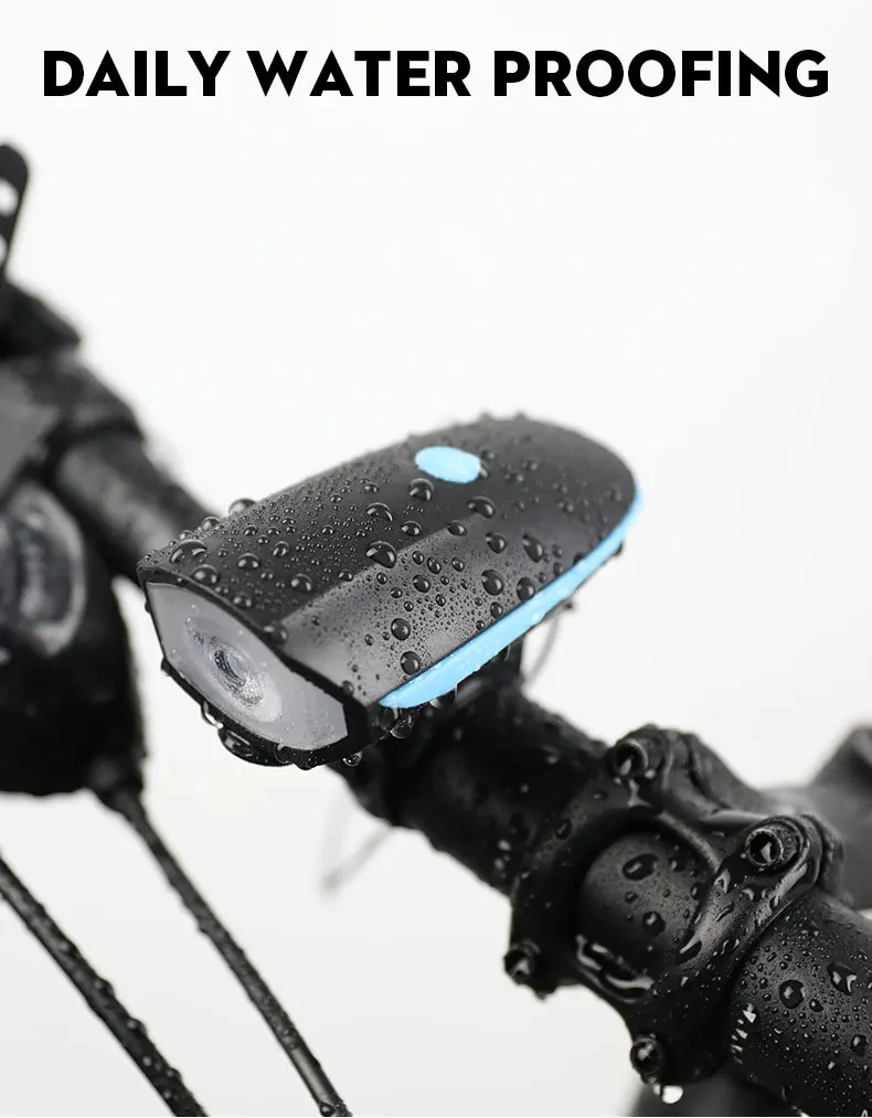 waterproof bicycle headlight taillight USB rechargeable LED speaker horn bike light