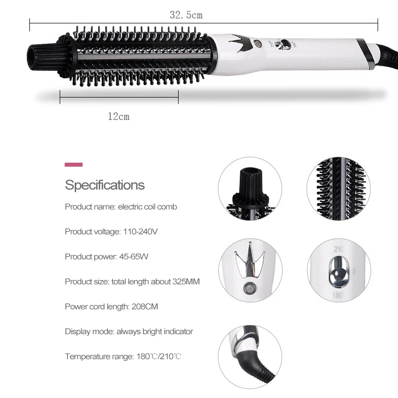 360 Degree Rotating Hair Curler Comb Automatic Curling Comb Auto Rotating Hair Curler Comb Professional Hairs Rollers Curling