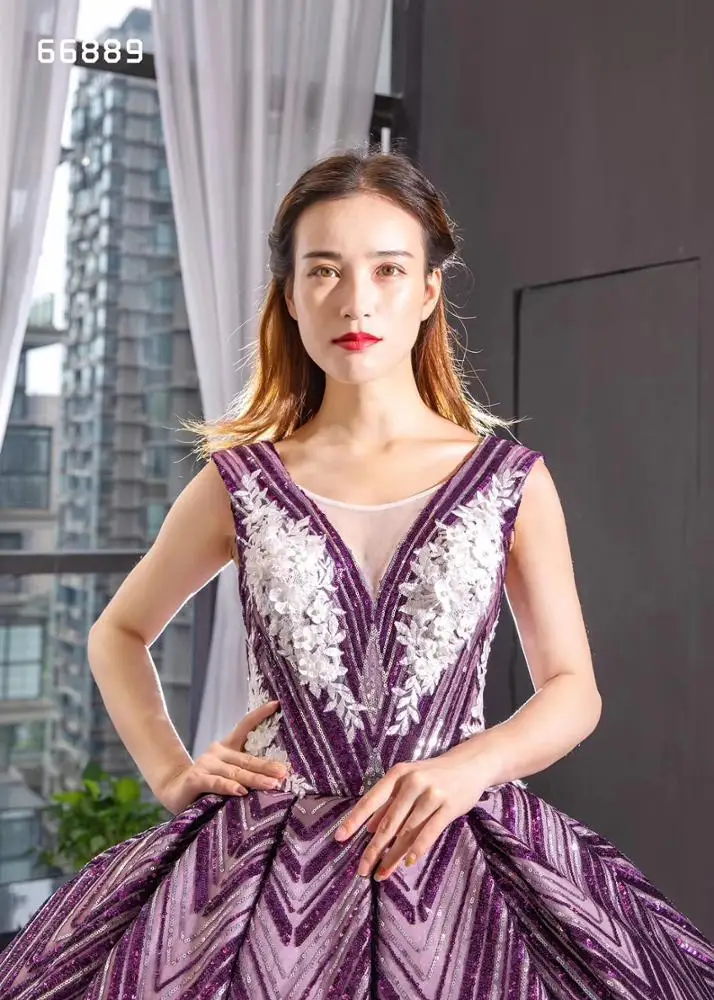 Ball Gown sleeveless  evening dress lace big ball gown  bride  dress for wedding & party