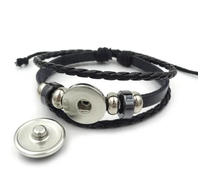 2021 Zodiac Sign Black Braided Star Glass Dome Jewelry Punk Luminous Braided Leather Jewelry Bracelet