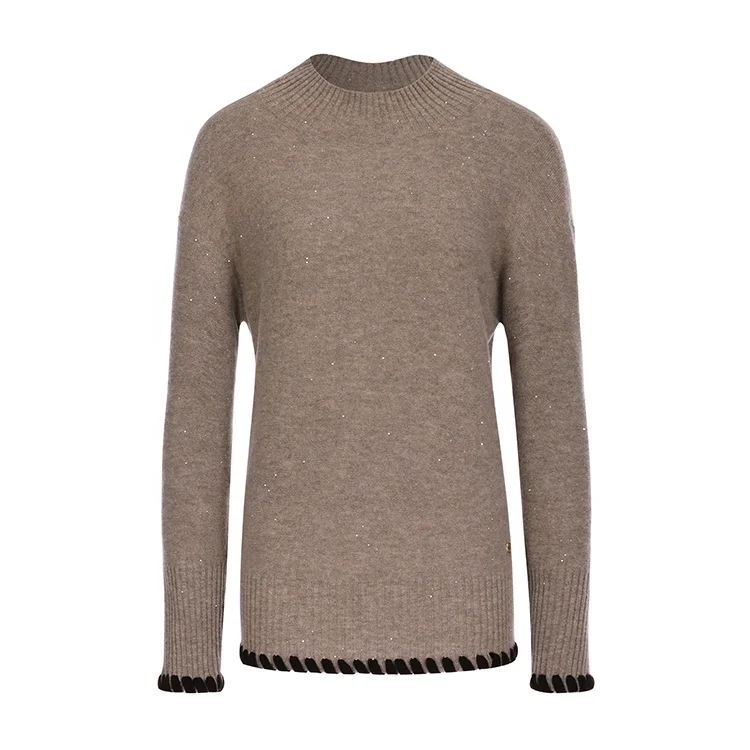 Производитель вязаных изделий, дизайнерский Однотонный женский кашемировый свитер с полувысоким воротником