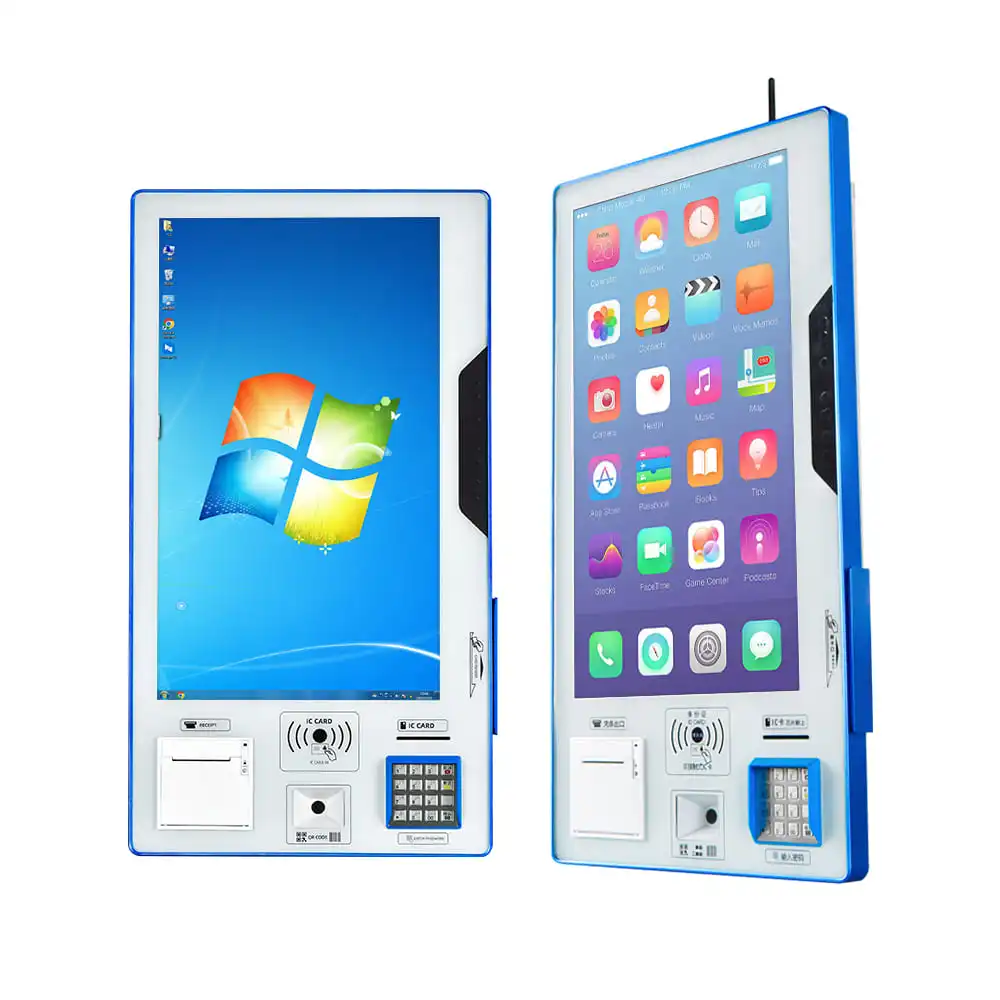 OEM 23.6 inch self service kiosk all in one pc touch screen for payment kiosk with bank cheque printer