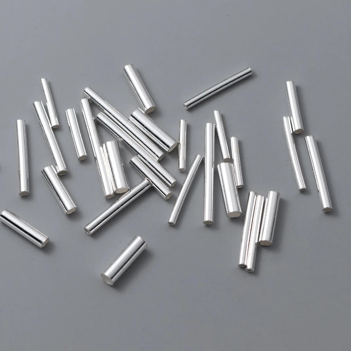 925 Sterling Silver Multi Size Cylinder Tube Beads 10-20mm Smooth Round Spacer Charms DIY Jewelry Accessories