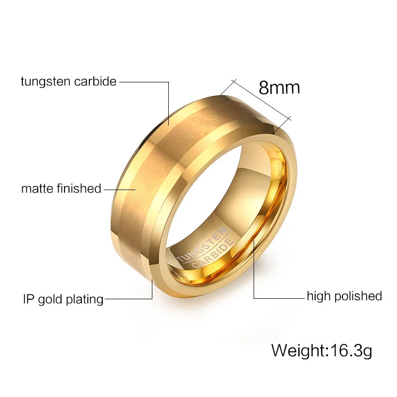 
24k gold plated dubai rings jewelry tungsten ring for men 
