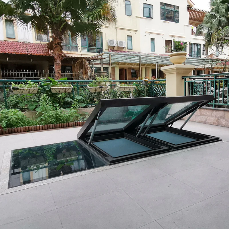 Glazed Glass Aluminium Cured Top Skylights Roof Top Windows Motorized Skylight Roof Window