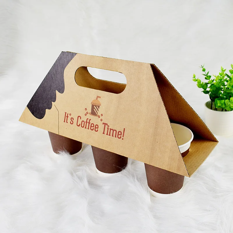 China 1/2/4 Cup to Go Custom Disposable Take Away Drink Carrier Paper Coffee Cup Holder With Handle