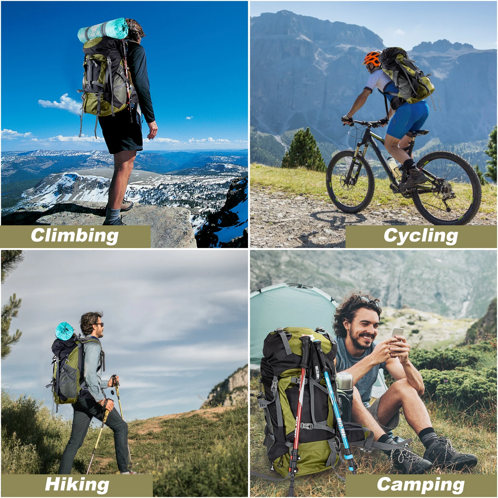 Factory Wholesale Waterproof Large Capacity Mountaineering Camping Travel Bag Hiking Backpack 70l hiking backpack