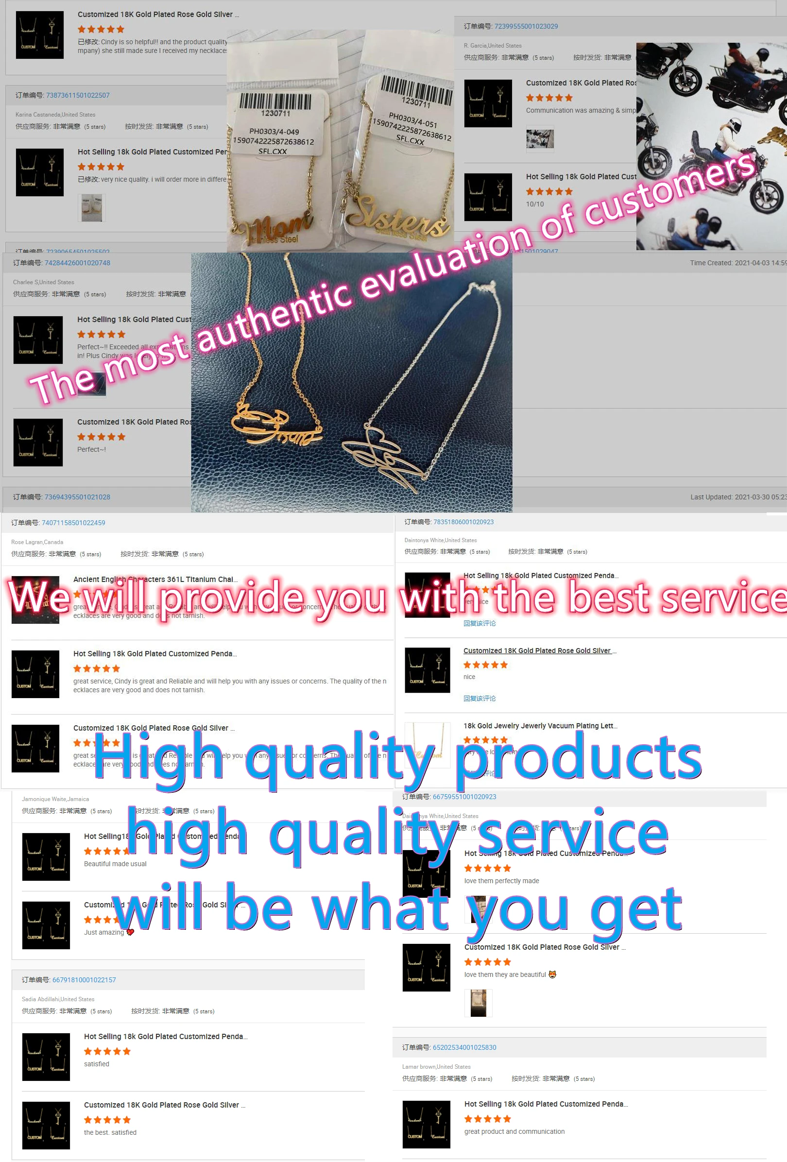 Luxury Fashion Real Gold 14K 18K Cursive Pinterest Jewellery Women Chain Custom Signature Kids Name Playe Cartoon Necklace Pic