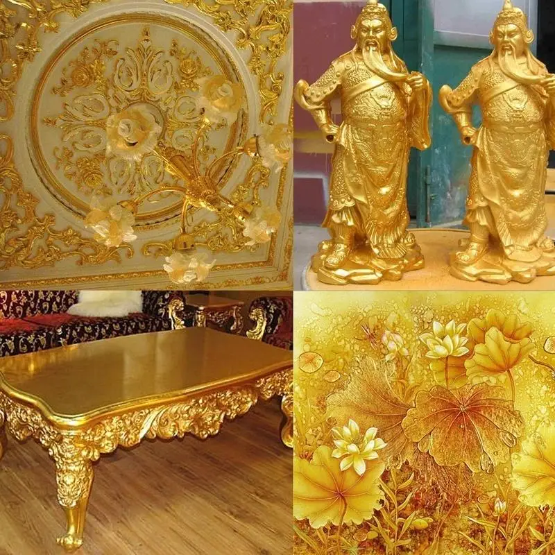 500pcs/pack 24k genuine gold leaf ornament craft 4.33*4.33cm Edible Gold foil sheets for furniture Buddha gilding