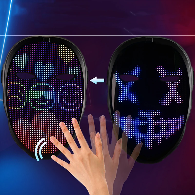 Wholesale Factory Price Christmas LED Mask Face-Changing Glowing Mask APP Control DIY Shining Mask For Holiday DJ Party Carnival