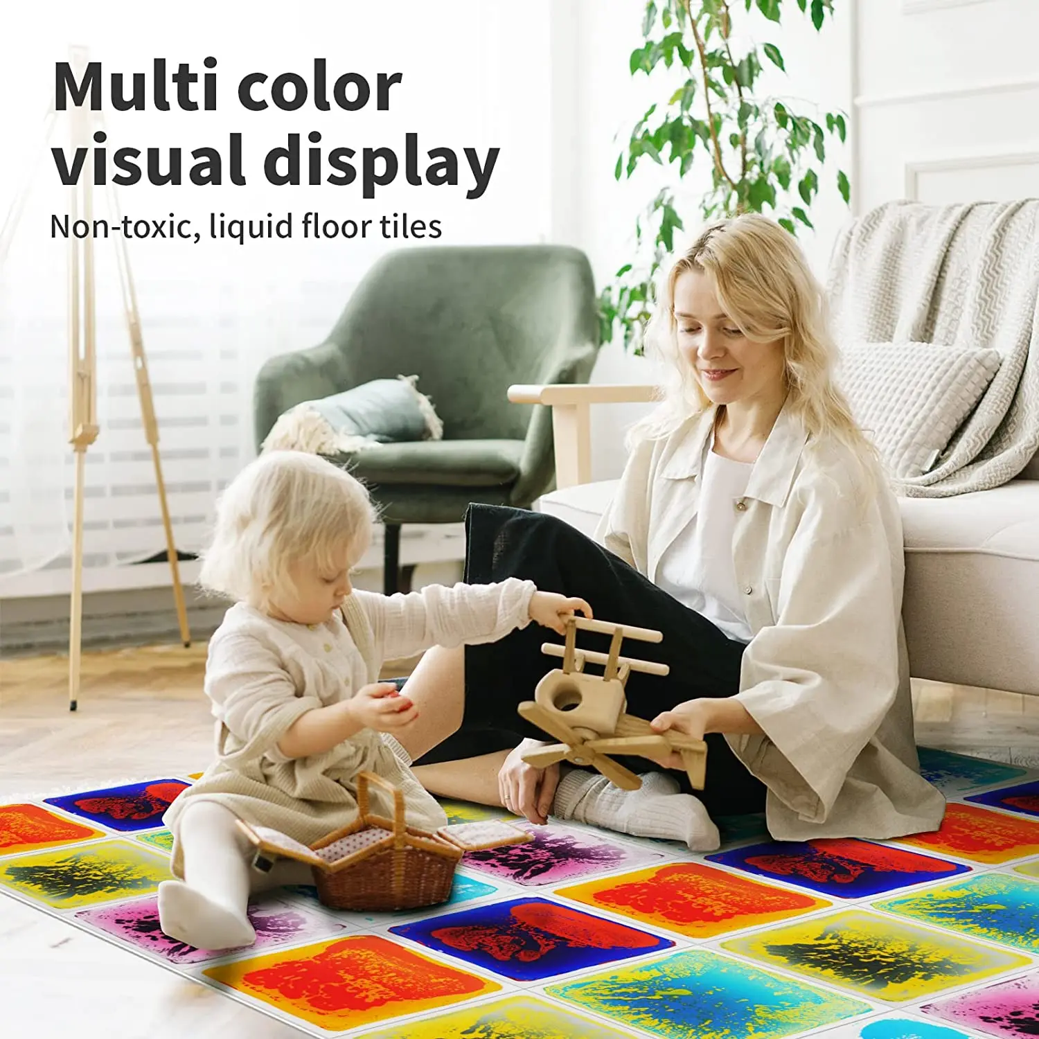 Sensory toys Imagination Development Liquid PVC Floor Tile Mat Educational Toys Kids Children Sensory Floor Tile