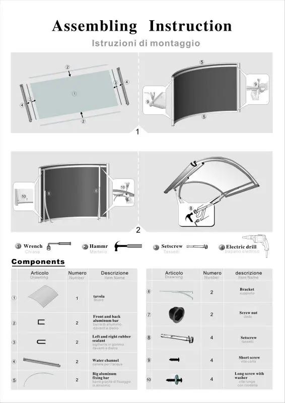 Factory price Euro-design outdoor polycarbonate canopy aluminium awning