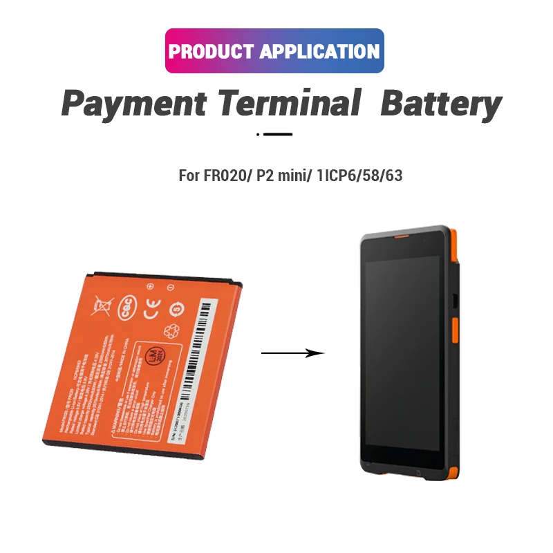 Grade a High Quality  T6900 Battery for Sunmi P2 POS Terminal Battery Lithium 2480mAh 7.6V POS Machine