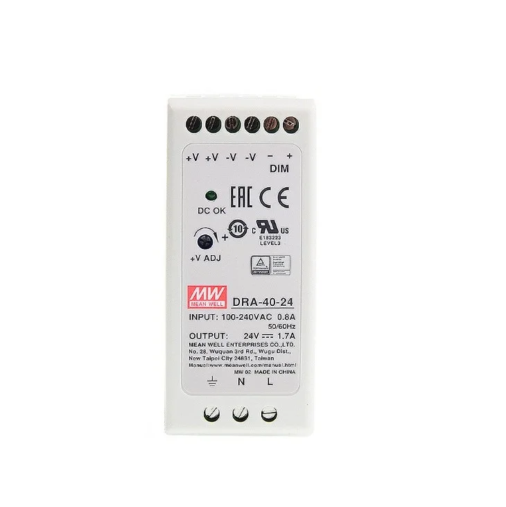 mean well DRA-40-24 40W 24V 1.7A Output current programmable din rail power supply