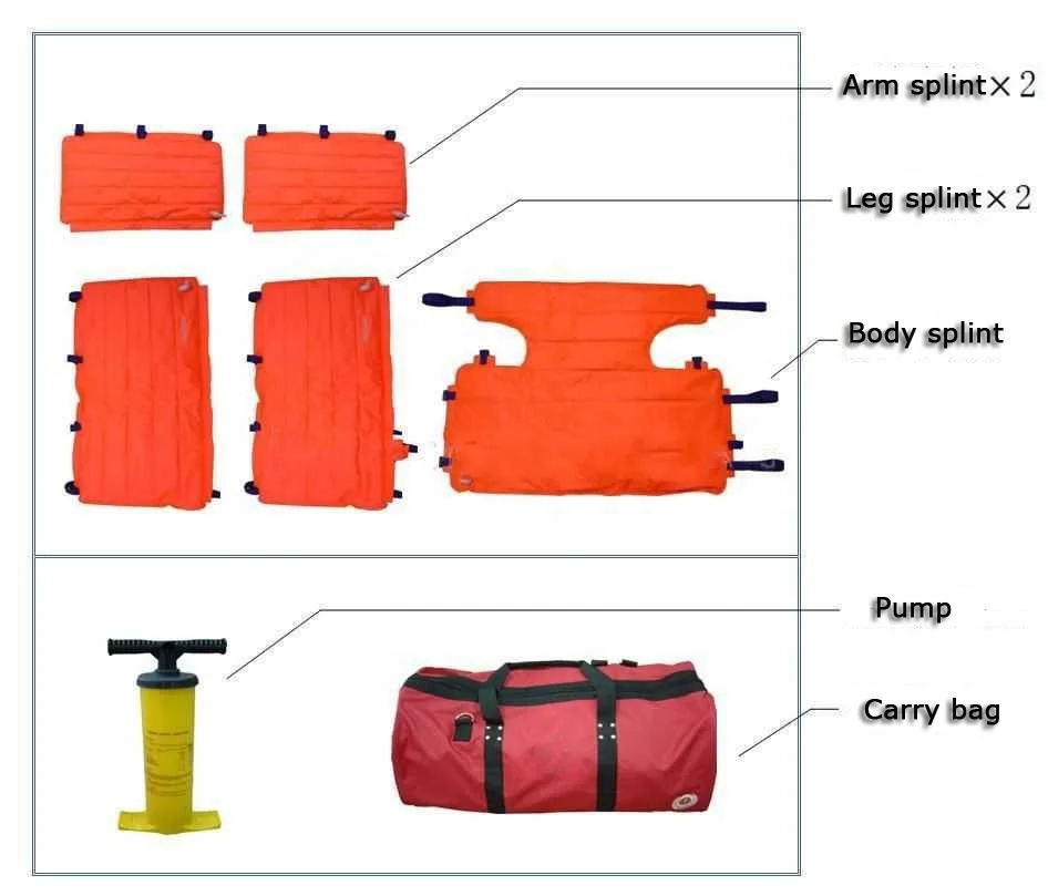 Five pieces Air Vacuum splint set with pump