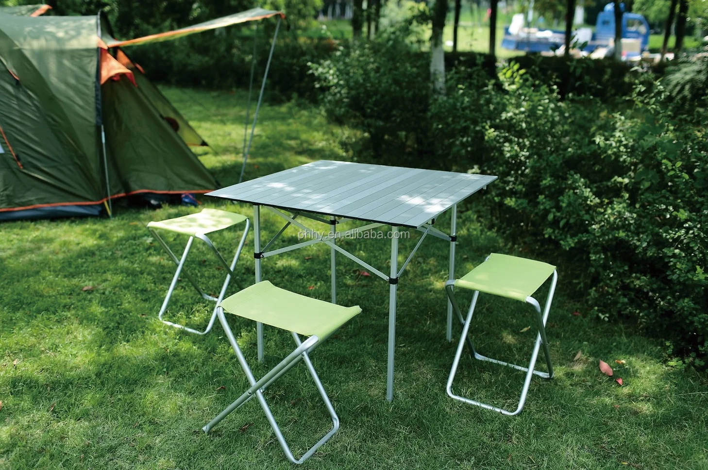 Easy Carrying Small Roll Up Portable Aluminium Folding Picnic Table For Camping