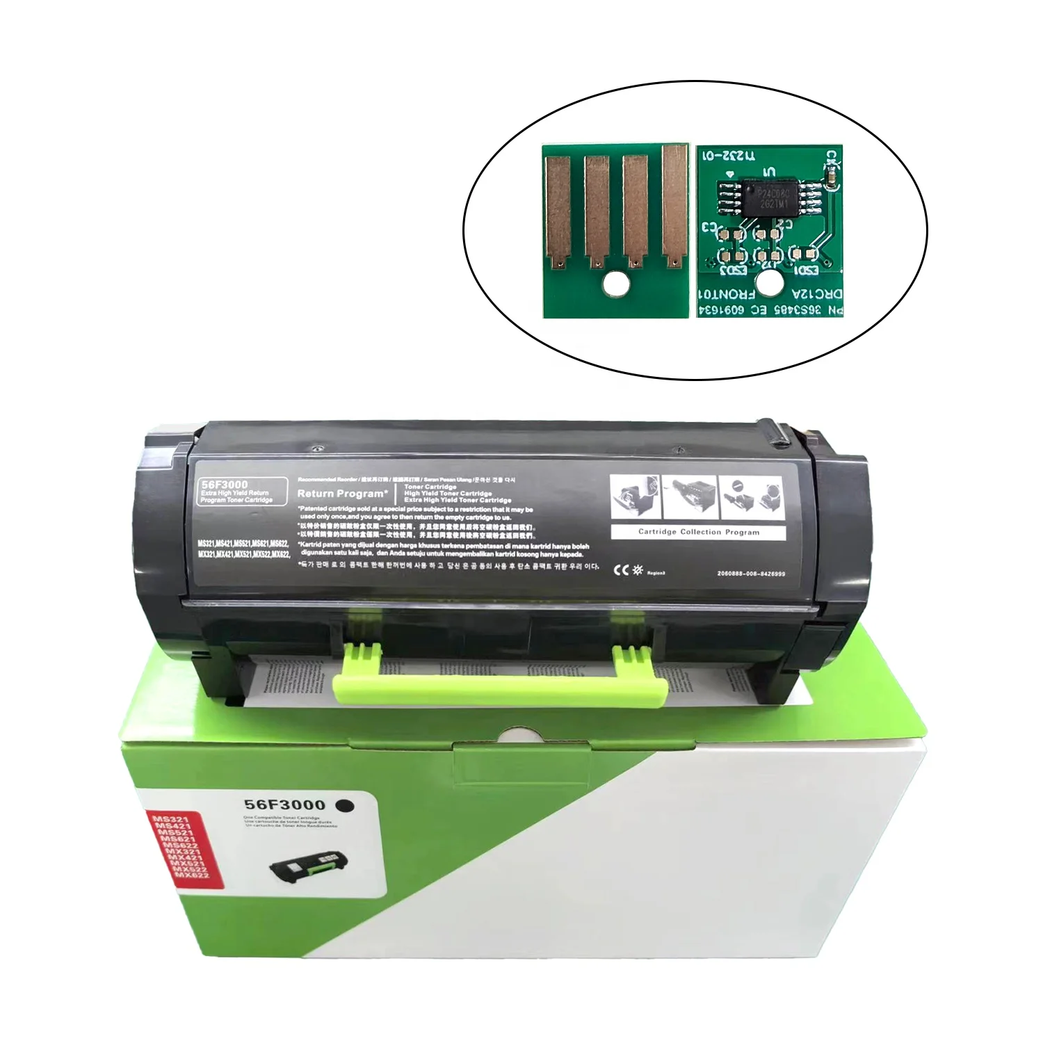 56F3000 Compatible Toner Cartridge with Chip for Lexmark MS MX 321 421 521 621 MS321 MS421 MS521 MS621 MX321 MX522 MS622 Toner