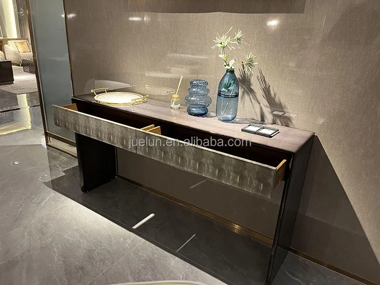 Black Pearl Wooden Veneer Teak Wood Console Table Luxury Italian Console Table Wooden Console Table Antique With Drawers