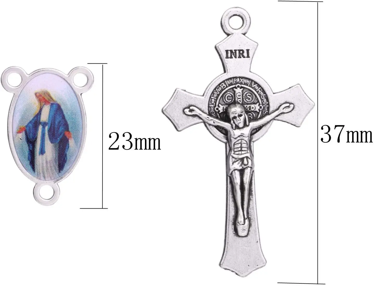 60pcs Rosary Cross and Center Miraculous Medal with Alloy Crucifix Cross Pendants and Oval Chandelier for Rosary Holy Bead_1