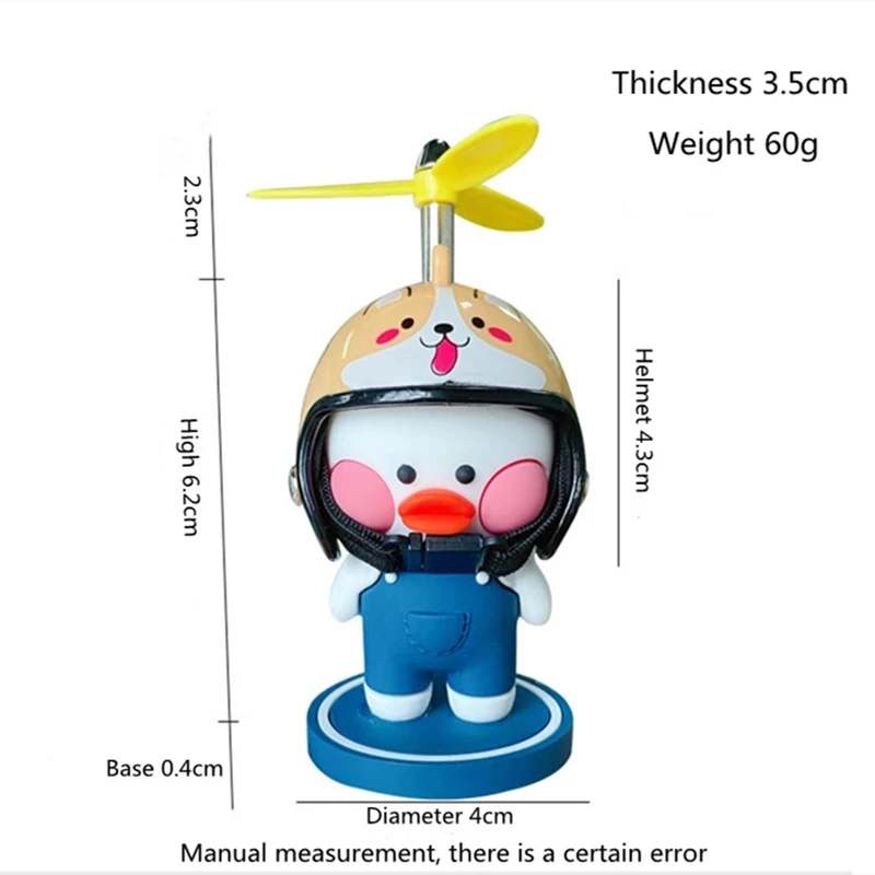 Car Duck with Helmet Propeller Broken Wind Small Yellow Duck Bike Motor Helmet Riding Cycling Car Accessories Interior Decor