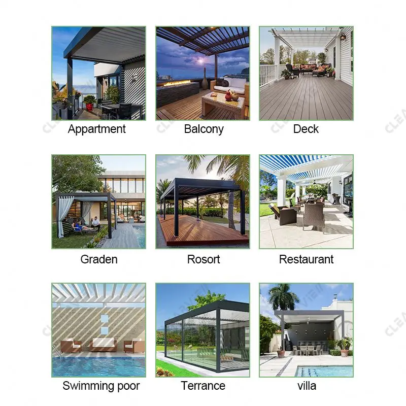 Clearview High Quality Louvered Aluminum Outdoor Roof Aluminium Retractable Motorized Waterproof Bioclimatic Garden Pergola