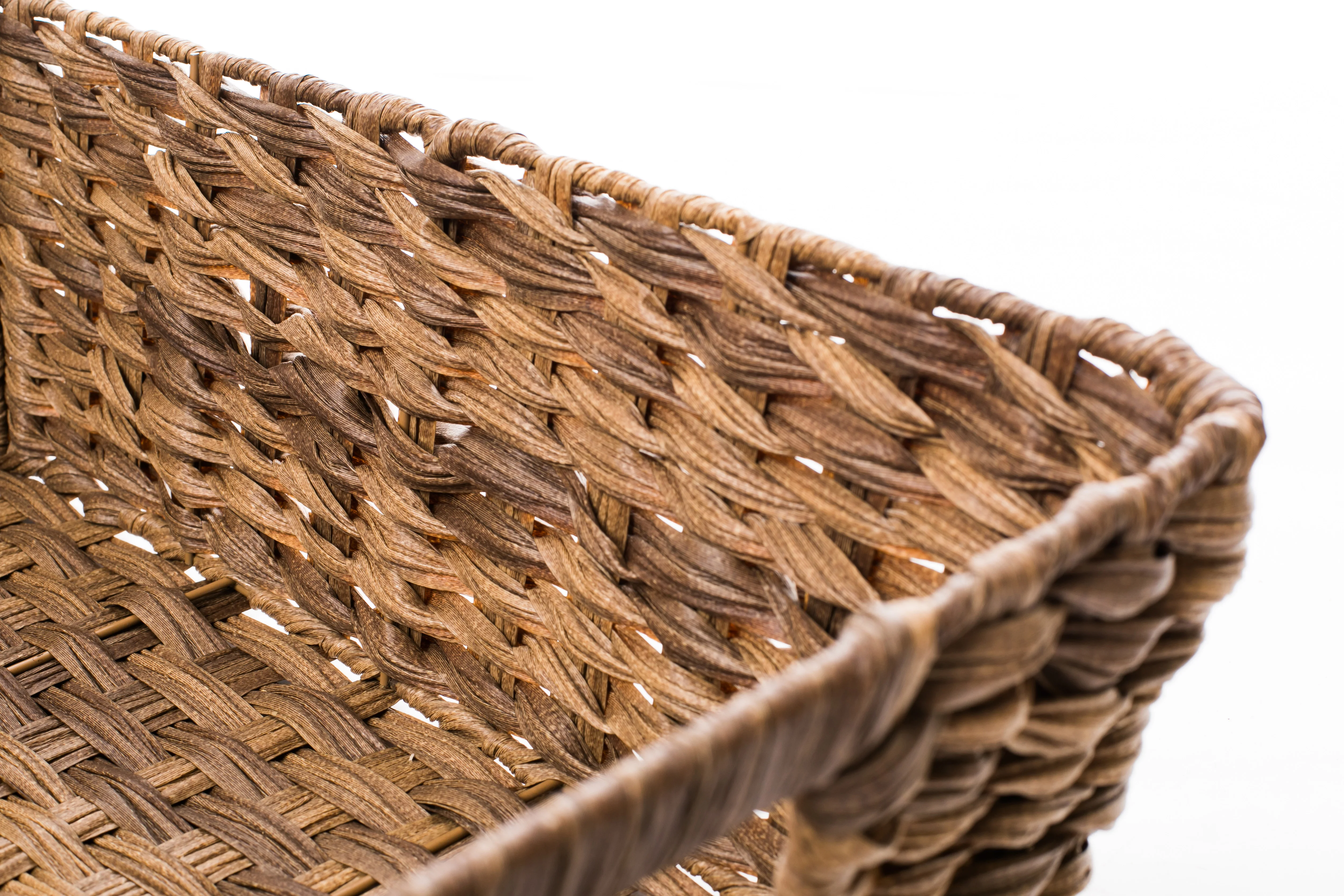 Multi-Functional PE Rattan Storage Basket Rectangle Design Cutout Handle Plastic Wicker Folding Hanging Organizing Laundry