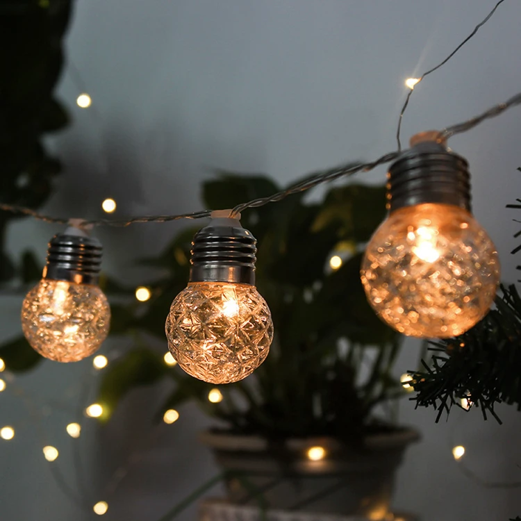 Remote Control 20 Led String Light Diamond Ball Holiday Lights Christmas Decoration Light String Solar Outdoor Bulb String