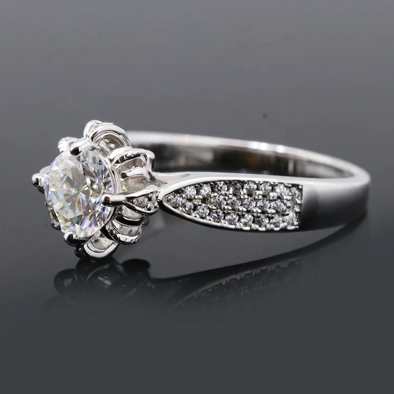 Wholesale Engagement Wedding Ring Round Brilliant Silver 925 Moissanite Diamond Ring