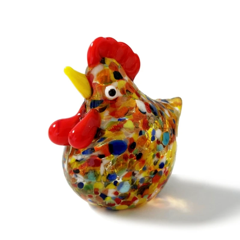 Handmade Crystal Chicken Statues Mini Glass Figurines blown Glass Farm Animals New Home Decoration Art Murano Glass Sculpture