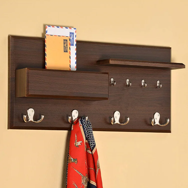 
Entryway coat rack and key holder comes 4 key hooks wood wall hook peg 