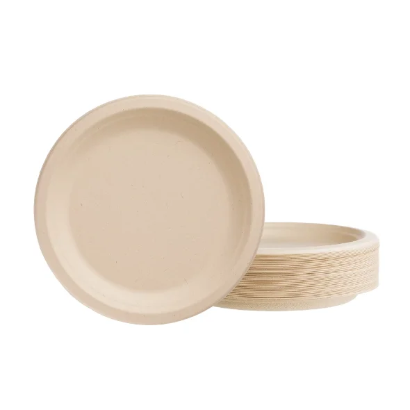 Customized Various Size Biodegradable Sugarcane Bagasse Plate Disposable Bamboo Fiber Plates Disposable