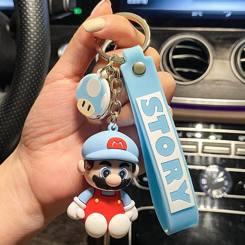 Cute cartoon animation game surrounding dripping glue key chain Ring bag Pendant 3d Doll PVC Mario keychain