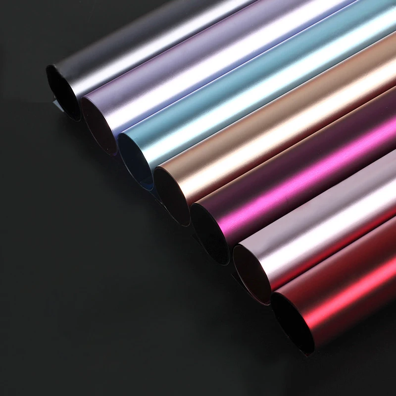 Yiwu factory wholesale 60*60cm double-sided metallic coloured flower gift wrapping paper waterproof