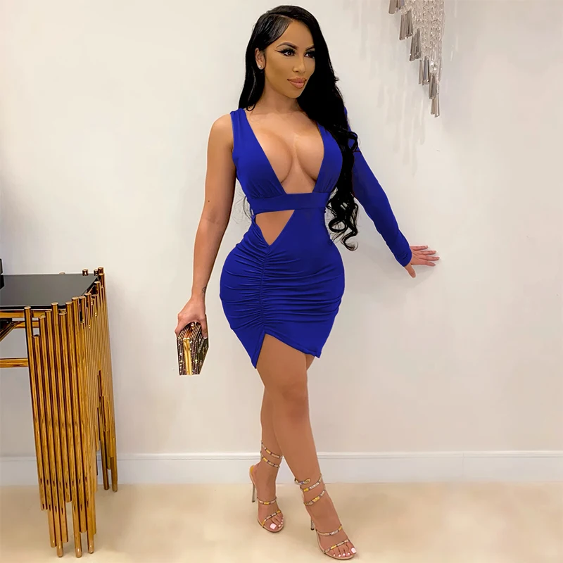 2021 fashion wholesale womens deep-v drawstring body con dress sexy bodycon bandage